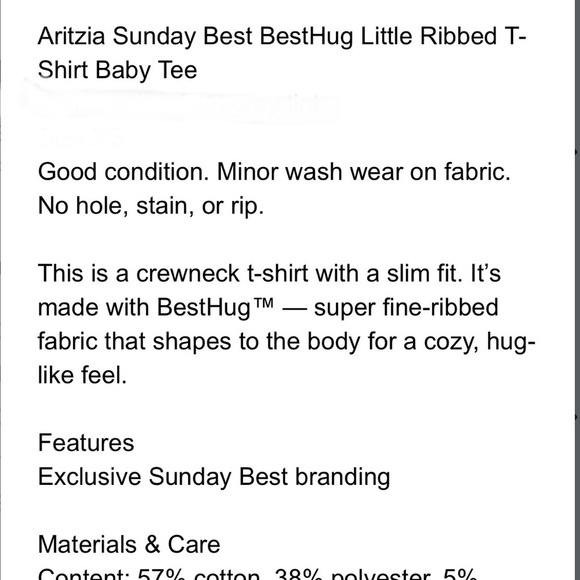 Aritzia Sunday Best BestHug Little Ribbed T-Shirt Baby Tee - Picture 8 of 8